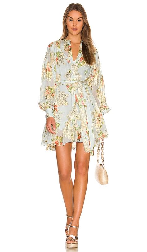 HEMANT AND NANDITA Short Dress with Tie Up Belt and Slip in Ice Blue ...