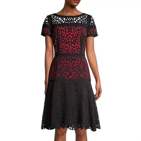 Women's Focus By Shani Laser Cut Fit & Flare Dress