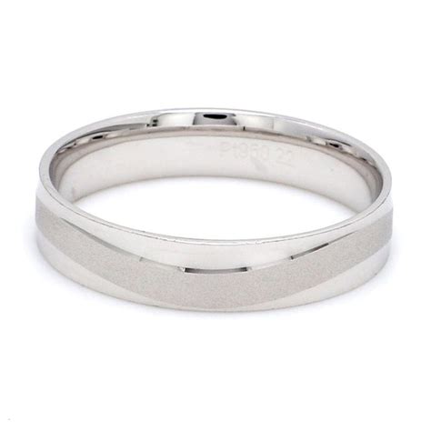 Japanese Plain Platinum Couple Rings with a Matte Finish Wave JL PT 61