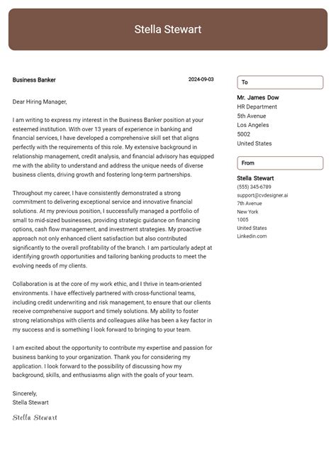 16 Relationship Banker Cover Letter Examples with Writing Tips for 2025 - CVDesigner.ai