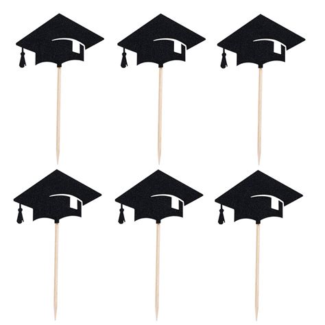 Amosfun Trencher Cap Shaped Cupcake Topper Graduation Cake Decoration ...