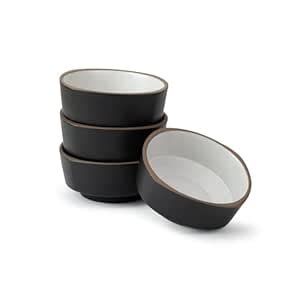 Buy Shay Ceramic Bowl Set for Snacks, 300ml, 4 Pieces, Black | Snack ...