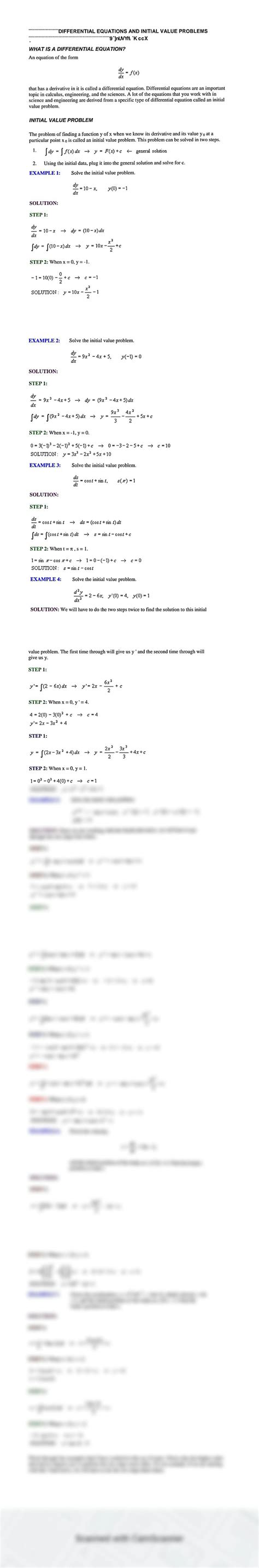 Image result for Initial Value Problem Differential Equations