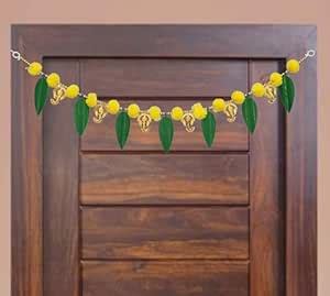 Buy Forty Wings Artificial Marigold Flower Mango Leaves Toran for Door ...