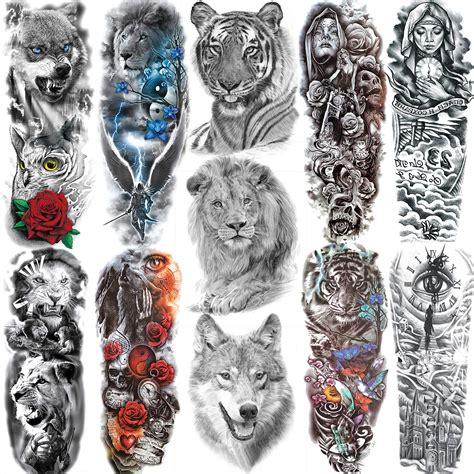 Buy 11 Sheets NEZAR Realistic Siberian Lion King Face Long Full Arm ...