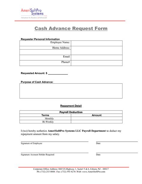 Employee Cash Advance Agreement Template