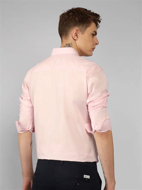 Men's Dusty Pink Solid Spread Collar Full Sleeve Regular Fit Shirt ...