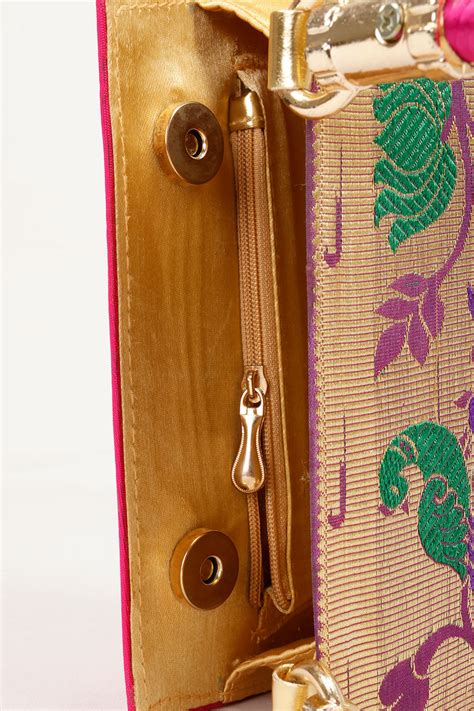 Pink Handcrafted Paithani Potli Bag | Avishya.com