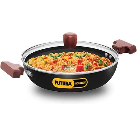 Buy Hawkins Futura 2.5 Litre Shallow Kadhai, Nonstick Kadai with Glass ...