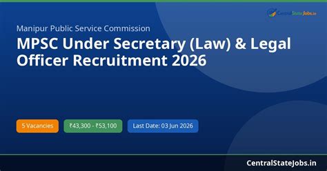 MPSC Under Secretary (Law) & Legal Officer Recruitment 2026 | Central ...
