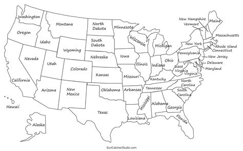 USA Map With State Names Printable