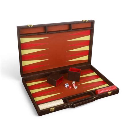 18" Chocolate Brown Leatherette Backgammon – Luxury Travel Board Set