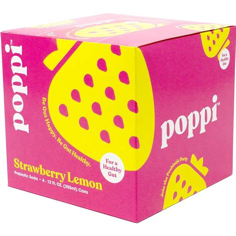Poppi Strawberry Lemon Prebiotic Soda - 4pk/12 fl oz Cans 4 ct; 12 fl ...