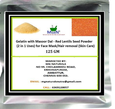 Buy Gelatin with Masoor dal-Red lentils-seed Powder Mix (2 in 1 Use ...