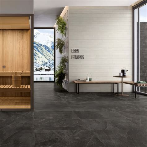 Porcelain Slate Floor Tile - Onyx - Just Tiles
