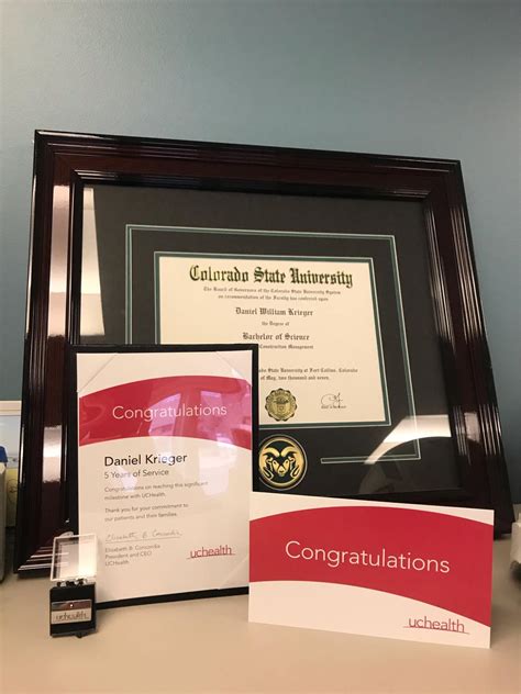 Received my 5 years of service certificate and pin from UCHealth on 1/24/20. What an awesome ...