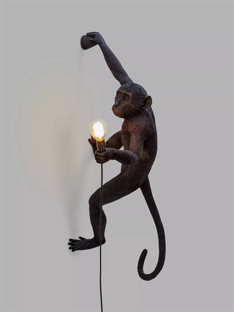 Seletti Hanging Monkey Indoor/Outdoor Wall Light, Black