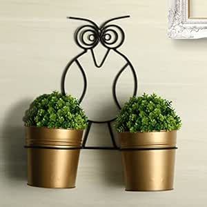Homspurts The Owl Buckets Metal Wall Planters Pot for Indoor Plants ...