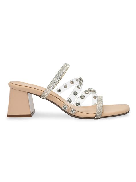Rocia By Regal Transparent Women Diamond Studded Block Heel Sandals