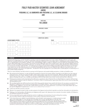 Fillable Online FULLY PAID MASTER SECURITIES LOAN AGREEMENT Fax Email ...