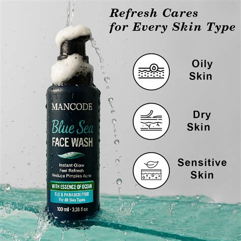 Buy Mancode Blue Sea Face Wash-100ml | Instant Glow & Refreshing Feel