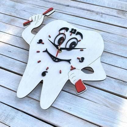 SAUDEEP INDIA Tooth Shape Dentist Desk Marbel Table Clock for Decor and ...