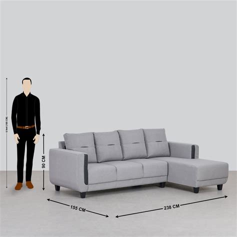 Buy Berry Fabric 3-Seater Right Corner Sofa with Chaise - Grey from ...