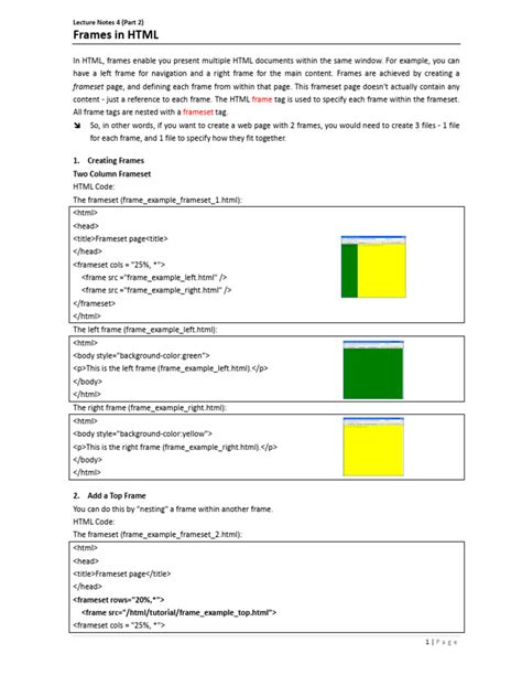 Image result for Frames in HTML for 7 Code