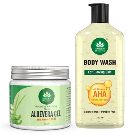Combo of Sulphate free Body wash with AHA & Aloevera (300ml) and Natur ...