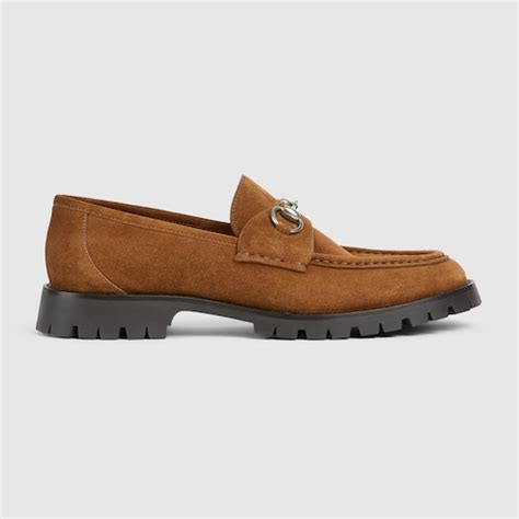 Men's loafer with Horsebit in brown suede | GUCCI® SG