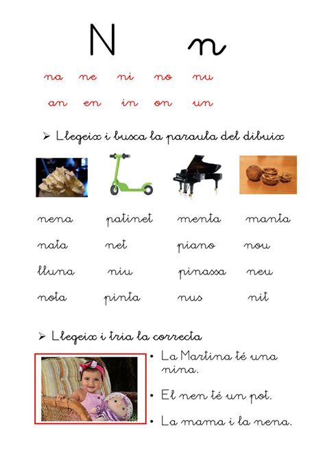Vea los detalles de la imagen relacionada. Lletra n worksheet | Taller de lectura, Lectura comprensiva, Lectura