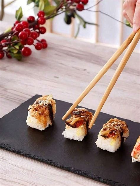 Natural Slate Christmas Plate, Square Sushi Steak Stone Plate, Black ...