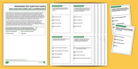 Knowledge Test Question Cards EYFS Practitioner (Level 2)