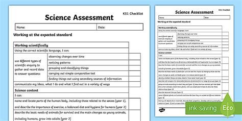 End of KS1 Science Expectations Interim Assessment Tracking Sheet