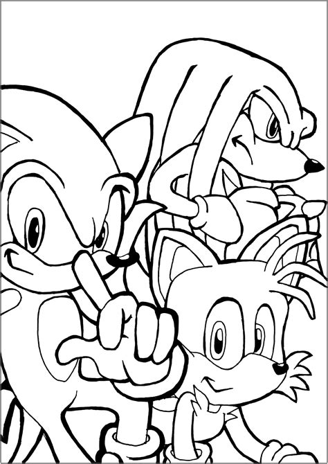Sonic, Tails and Knuckles - Sonic Coloring Pages
