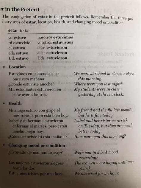 Estar in the preterit and imperfect tenses (question in comments- swipe ...