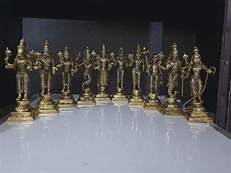 Buy ARTSIKIA Brass Dashavtar Statue | Dasavatharam Statue of Lord ...
