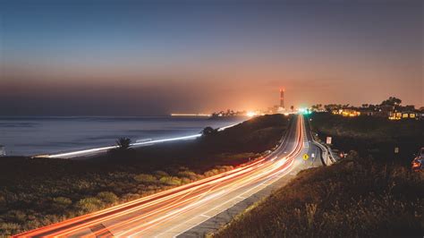 Wallpaper road, long exposure, night city, night hd, picture, image