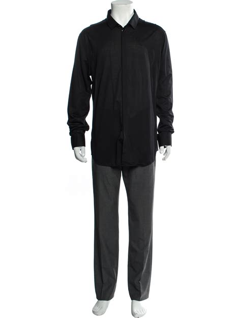 Emporio Armani Long Sleeve Shirt - Black Dress Shirts, Clothing ...