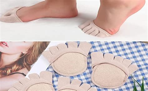 Lufarp Cotton Women's Half Toe Cover Five Finger Socks No Show Liner ...