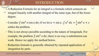 Image result for Integral Calculus Reduction Formula