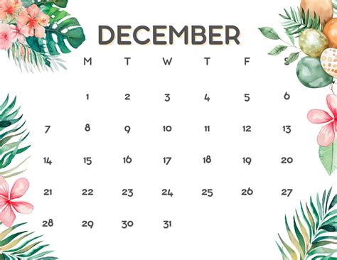 Floral Calendar 2025 - Free Kids Printables