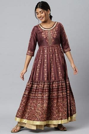 Buy Dark Wine Foil Floral Printed Dress Online for Woman | Shop for Aurelia