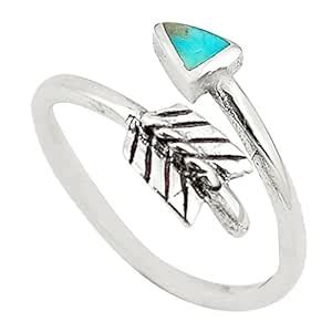 Blue arizona mohave turquoise 925 silver adjustable ring size 8 a64522 ...