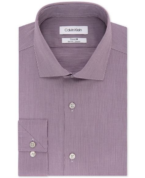 Calvin Klein Men’s Dress Shirt Slim Fit Non Iron Stretch Solid (Dark ...