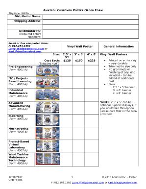 Amatrol Customer Poster Order Doc Template | pdfFiller
