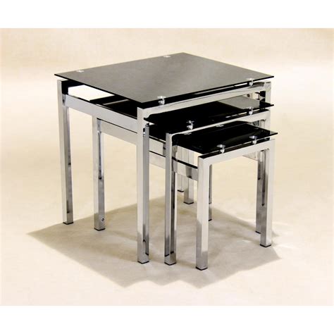 Eton Nest of Tables Chrome/Black Glass JOA263 – Heartlands Furniture Wholesale Ltd