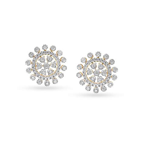 Round Floral Diamond Stud Earrings