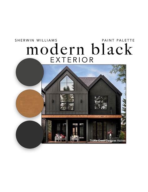 Modern BLACK EXTERIOR Paint Color Palette: Siding, Trim, Doors, Stain, Accents, 4 Versions ...
