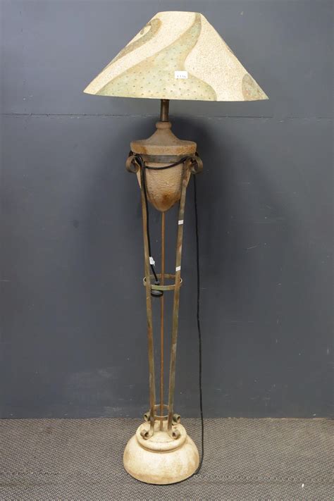 Lot - DECORATOR FLOOR LAMP WITH WROUGHT IRON AND TEXTURED SWIRL PATTERN ...